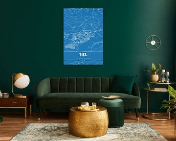 Blauwdruk | Landkaart | Tiel (Gelderland) van MijnStadsPoster