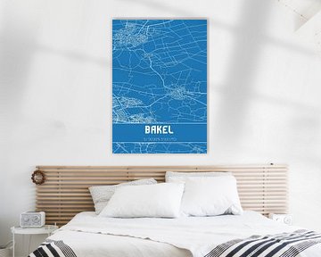 Blauwdruk | Landkaart | Bakel (Noord-Brabant) van MijnStadsPoster