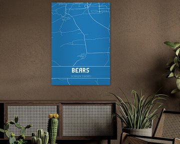 Blauwdruk | Landkaart | Bears (Fryslan) van MijnStadsPoster