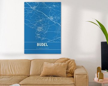 Blauwdruk | Landkaart | Budel (Noord-Brabant) van MijnStadsPoster
