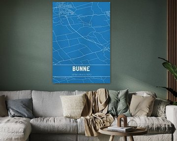 Blauwdruk | Landkaart | Bunne (Drenthe) van MijnStadsPoster