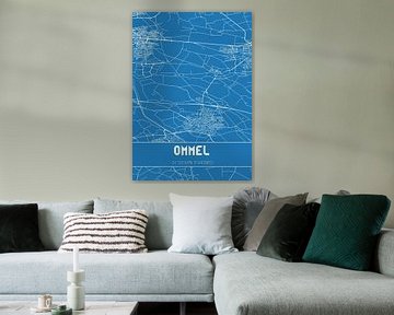 Blauwdruk | Landkaart | Ommel (Noord-Brabant) van MijnStadsPoster