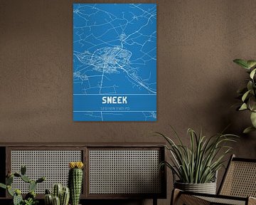 Blauwdruk | Landkaart | Sneek (Fryslan) van Rezona