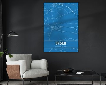 Blauwdruk | Landkaart | Ursem (Noord-Holland) van MijnStadsPoster