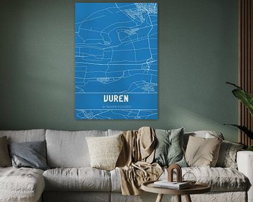 Blauwdruk | Landkaart | Vuren (Gelderland) van MijnStadsPoster