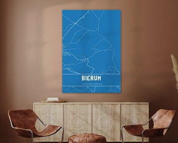 Blauwdruk | Landkaart | Bierum (Groningen) van MijnStadsPoster