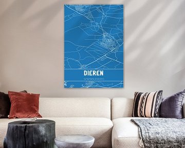 Blauwdruk | Landkaart | Dieren (Gelderland) van MijnStadsPoster