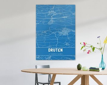 Blauwdruk | Landkaart | Druten (Gelderland) van MijnStadsPoster