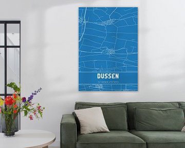 Blauwdruk | Landkaart | Dussen (Noord-Brabant) van MijnStadsPoster
