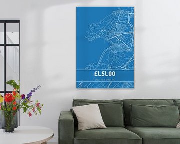 Blauwdruk | Landkaart | Elsloo (Limburg) van MijnStadsPoster