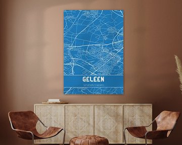 Blauwdruk | Landkaart | Geleen (Limburg) van MijnStadsPoster