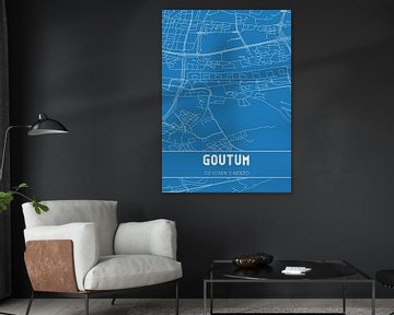 Blauwdruk | Landkaart | Goutum (Fryslan) van MijnStadsPoster