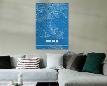 Blauwdruk | Landkaart | Malden (Gelderland) van MijnStadsPoster