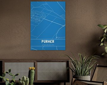 Blauwdruk | Landkaart | Purmer (Noord-Holland) van MijnStadsPoster