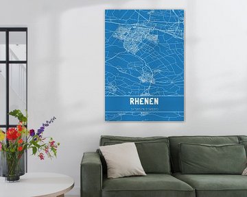 Blauwdruk | Landkaart | Rhenen (Utrecht) van MijnStadsPoster