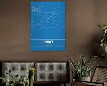 Blauwdruk | Landkaart | Sondel (Fryslan) van MijnStadsPoster