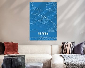 Blauwdruk | Landkaart | Wessem (Limburg) van MijnStadsPoster