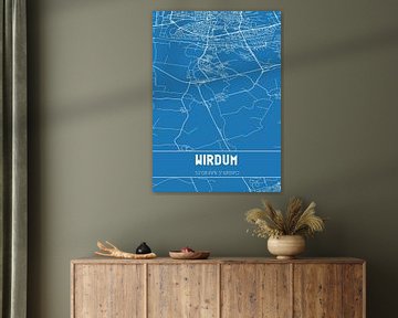 Blauwdruk | Landkaart | Wirdum (Fryslan) van MijnStadsPoster