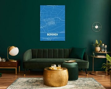 Blauwdruk | Landkaart | Berghem (Noord-Brabant) van MijnStadsPoster