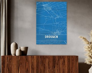 Blauwdruk | Landkaart | Drouwen (Drenthe) van MijnStadsPoster