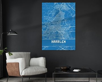 Blauwdruk | Landkaart | Haarlem (Noord-Holland) van MijnStadsPoster