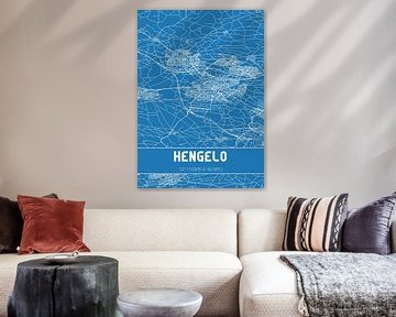 Blauwdruk | Landkaart | Hengelo (Overijssel) van MijnStadsPoster