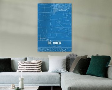 Blauwdruk | Landkaart | De Moer (Noord-Brabant) van MijnStadsPoster