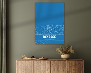 Blauwdruk | Landkaart | Renesse (Zeeland) van MijnStadsPoster