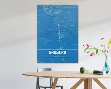 Blauwdruk | Landkaart | Sauwerd (Groningen) van Stad & Wand