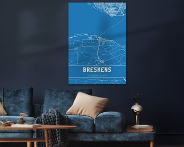 Blauwdruk | Landkaart | Breskens (Zeeland) van MijnStadsPoster