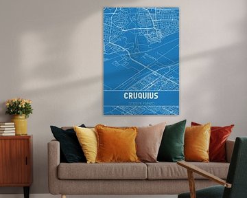 Blauwdruk | Landkaart | Cruquius (Noord-Holland) van MijnStadsPoster