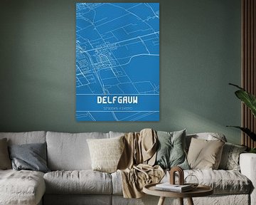 Blauwdruk | Landkaart | Delfgauw (Zuid-Holland) van Rezona
