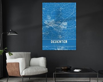 Blauwdruk | Landkaart | Deventer (Overijssel) van MijnStadsPoster