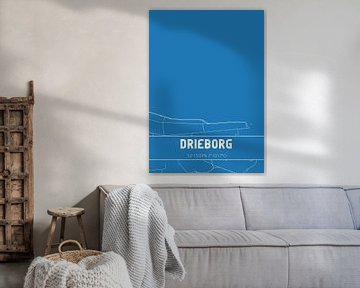 Blauwdruk | Landkaart | Drieborg (Groningen) van MijnStadsPoster