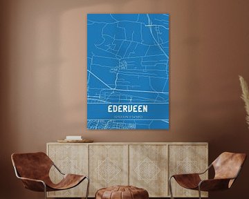 Blauwdruk | Landkaart | Ederveen (Gelderland) van MijnStadsPoster