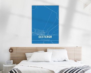 Blauwdruk | Landkaart | Eesterga (Fryslan) van MijnStadsPoster