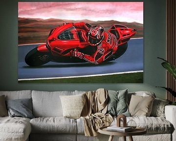 Casey Stoner on Ducati painting sur Paul Meijering