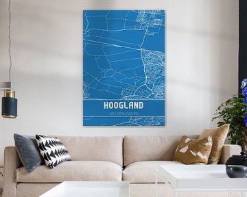 Blauwdruk | Landkaart | Hoogland (Utrecht) van MijnStadsPoster