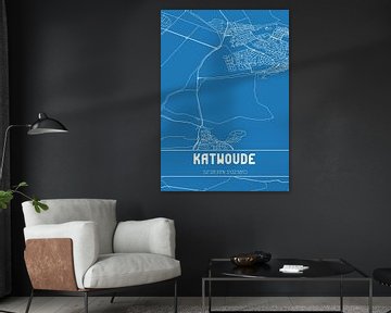 Blauwdruk | Landkaart | Katwoude (Noord-Holland) van MijnStadsPoster