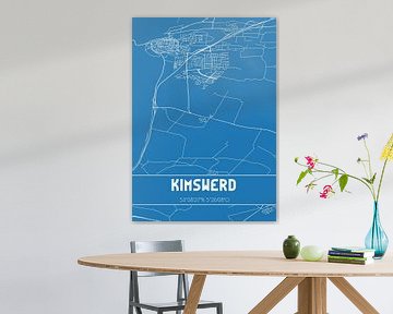 Blauwdruk | Landkaart | Kimswerd (Fryslan) van MijnStadsPoster