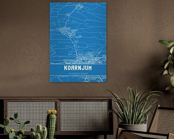 Blauwdruk | Landkaart | Koarnjum (Fryslan) van MijnStadsPoster