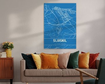 Blauwdruk | Landkaart | Sluiskil (Zeeland) van MijnStadsPoster
