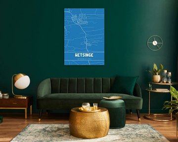 Blauwdruk | Landkaart | Wetsinge (Groningen) van MijnStadsPoster