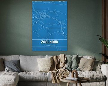 Blauwdruk | Landkaart | Zoelmond (Gelderland) van MijnStadsPoster