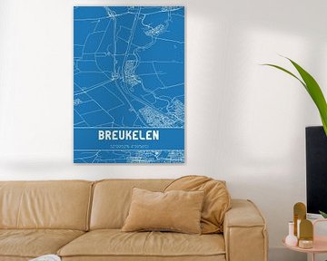 Blauwdruk | Landkaart | Breukelen (Utrecht) van MijnStadsPoster
