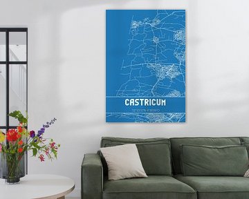 Blauwdruk | Landkaart | Castricum (Noord-Holland) van MijnStadsPoster