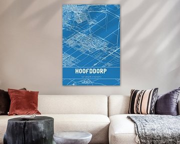 Blauwdruk | Landkaart | Hoofddorp (Noord-Holland) van Rezona