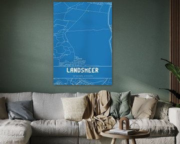 Blauwdruk | Landkaart | Landsmeer (Noord-Holland) van MijnStadsPoster