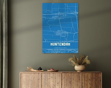 Blauwdruk | Landkaart | Muntendam (Groningen) van MijnStadsPoster