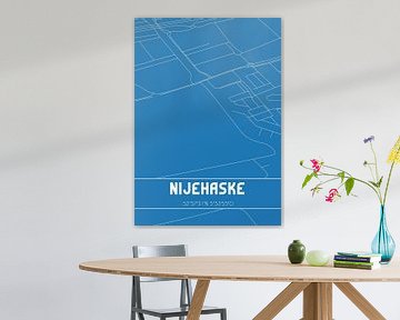 Blauwdruk | Landkaart | Nijehaske (Fryslan) van MijnStadsPoster